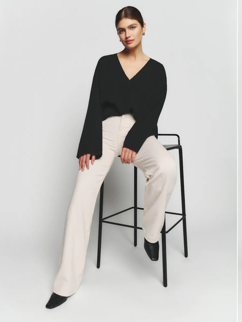 Reformation Alyssa High Rise Wide Leg Corduroy Pants size 24 tailored